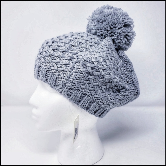 Cost Plus World Market Accessories - World Market Gray Knit Pom Beret Beanie NWT